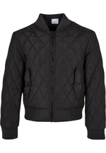 Girls' Diamond Quilt Nylon Jacket Black