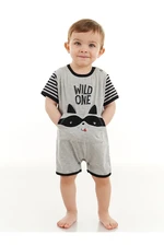 Denokids Raccoon Baby Boy Gray Summer Jumpsuit