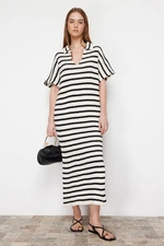 Trendyol Ecru Maxi Striped Knitwear Dress