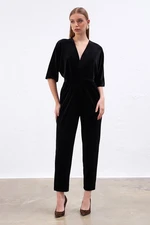 Gusto Velvet Jumpsuit - Black