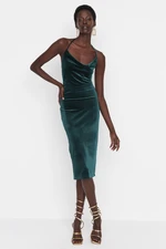 Trendyol Emerald Green Evening Dress With Straps