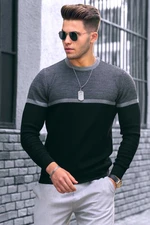 Madmext Men's Color Block Regular Fit Sweater 4734 Black