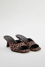 Trendyol Brown Leopard Patterned Women's Heeled Slippers