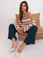 Camel oversize sweater with wool