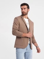 Ombre Men's jacket with patch pockets - dark beige