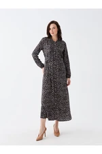 LC Waikiki Magnificent Collar Patterned Long Sleeve Women's Shirt Dress