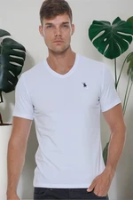 T8568 DEWBERRY V-NECK MEN'S T-SHIRT-LIGHT WHITE