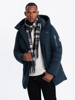 Ombre Men's long seasonal outdoor style jacket - navy blue