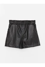 LC Waikiki Girls' Leather Look Shorts with Elastic Waist