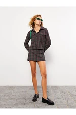 LC Waikiki Women's Plaid Tweed Shorts Skirt with Zippered Waist