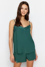 Trendyol Green Ruched Rope Strap Viscose Woven Pajama Set