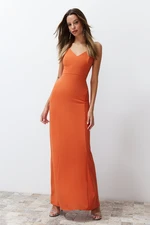 Trendyol Orange Long Woven Stylish Evening Dress