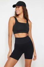 Trendyol Black Seamless/Seamless Push Up Drawstring Knitted Sports Shorts/Short Leggings