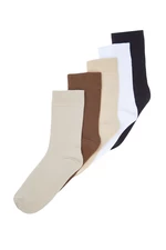 Trendyol Multicolored 5 Pack Cotton Textured College-Tennis-Medium Socks