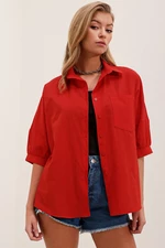 Bigdart 20213 Oversize Short Sleeve Basic Shirt - Red