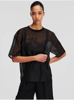 Čierne dámske oversize tričko KARL LAGERFELD Organza T-shirt