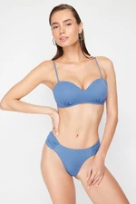 Trendyol Blue Gathered Brazilian Bikini Bottom