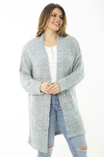 Şans Women's Plus Size Colorful Knitwear Thick Cardigan