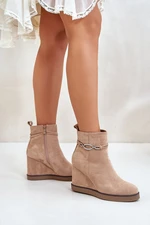 Wedge ankle boots with decorative strap beige Kaiviana