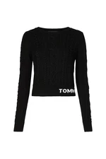 Tommy Jeans Sveter - TJW CABLE SWEATER čierny