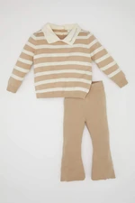 DEFACTO DFC - Baby Girl Striped Sweater Tights 2 Piece Set