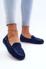 Women's eco suede loafers, dark blue Amrutia