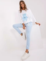 Ecru light blue tracksuit with print