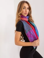 Colorful women's scarf with print and fringe