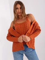 Dark orange set with cardigan