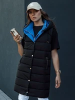 Women's long quilted vest with hood CHESTER black Dstreet