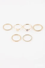 DEFACTO Women's 6-Piece Gold Ring