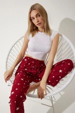 Happiness İstanbul Women's Vibrant Red Patterned Soft Textured Knitted Pajamas