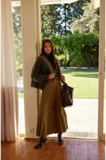 Trendyol Khaki Pleated Woven Skirt