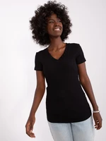 Black women's basic blouse with short sleeves