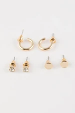 DEFACTO Woman's 3-Piece Gold Earrings