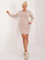 Beige cotton sweatshirt dress plus size