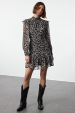 Trendyol Brown Geometric Woven Winter Dress