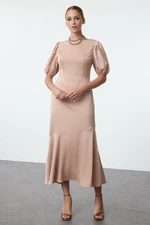 Trendyol Beige A-Line Satin Woven Dress