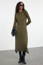 Trendyol Khaki Rib Detailed Knitwear Dress