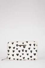 DEFACTO Women's Heart Patterned Faux Leather Wallet