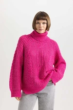 DEFACTO Oversize Fit Turtleneck Shiny Fabric Sweater