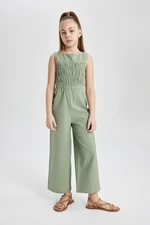 DEFACTO Girl's Sleeveless Cotton Long Jumpsuit