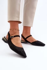 Women's low-heeled ballerinas with open heels Sergio Leone Black