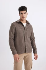 DEFACTO Regular Fit Polo Collar Cotton Long Sleeve Shirt Jacket