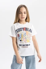 DEFACTO Girls Crew Neck Printed Short Sleeve T-Shirt