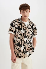 DEFACTO Regular Fit Hawaiian Printed Cotton Short Sleeve Shirt