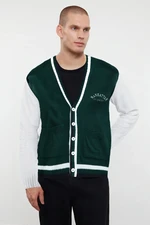 Trendyol Green FL Men's Regular V-Neck Plain Knitwear Cardigan