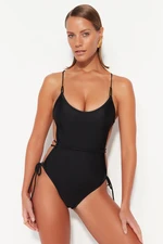 Trendyol Black Round Neck Connected Regular Leg Swimsuit