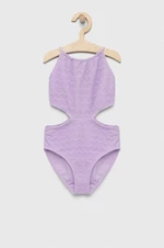 Jednodílné dětské plavky Abercrombie & Fitch fialová barva