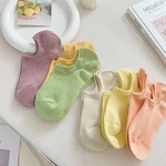 Women Cotton Socks Cute Cream Double Needle Simple Non Slip Sweat-absorbing Breathable Invisible Women's No-show Socks G111